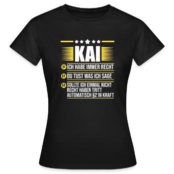 Kai - Frauen T-Shirt - Schwarz - Vorne - AI Model Female 172 dark (172cm)