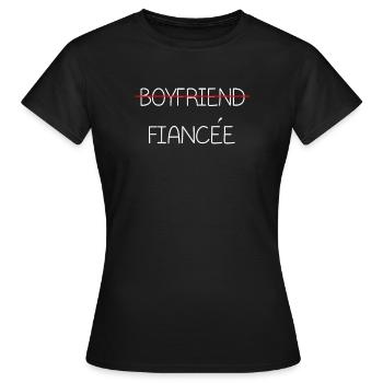 Couple Engagement Engaged Men Funny Fiancee - Women's T-Shirt - black - Front - AI Model Female 172 dark (172cm)