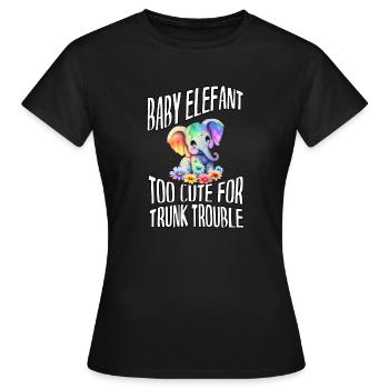 The cute rascals baby elephants in nature - Women's T-Shirt - black - Front - AI Model Female 172 dark (172cm)
