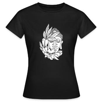 Fleurs bouddhistes de Bouddha - T-shirt Femme - noir - Devant - AI Model Female 172 dark (172cm)