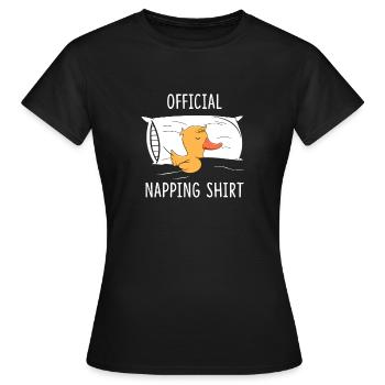 Official Napping Shirt Duck Pajama Sleeping Duck - Frauen T-Shirt - Schwarz - Vorne - AI Model Female 172 dark (172cm)