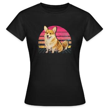 Corgi gallois - T-shirt Femme - noir - Devant - AI Model Female 172 dark (172cm)