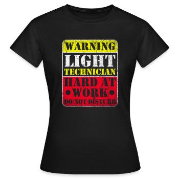 Warning Lightning Technician At Work - Frauen T-Shirt - Schwarz - Vorne - AI Model Female 172 dark (172cm)