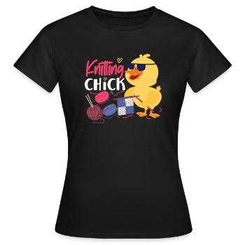 Knitting Knitter Chicken Girl - Frauen T-Shirt - Schwarz - Vorne - AI Model Female 172 dark (172cm)