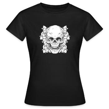 Rosen Totenschädel - Frauen T-Shirt - Schwarz - Vorne - AI Model Female 172 dark (172cm)