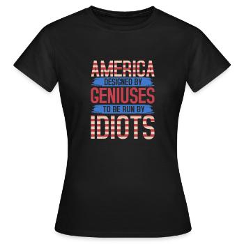 L’AMÉRIQUE CONÇUE PAR DES GÉNIES IDIOTS - T-shirt Femme - noir - Devant - AI Model Female 172 dark (172cm)