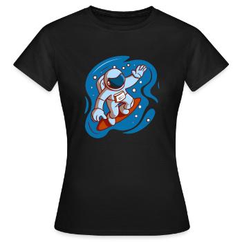astronaute surf dans l'espace - T-shirt Femme - noir - Devant - AI Model Female 172 dark (172cm)