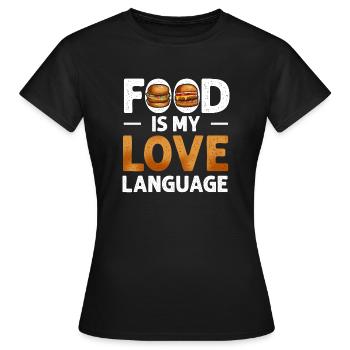 Essen ist meine Liebessprache - Frauen T-Shirt - Schwarz - Vorne - AI Model Female 172 dark (172cm)