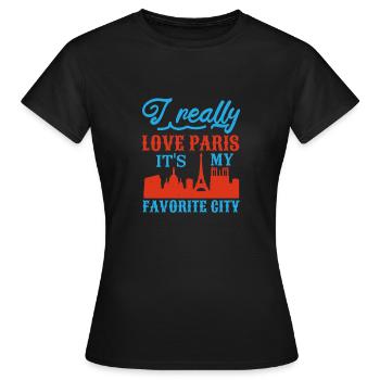 I REALLY LOVE PARIS IT S MY FAVORITE CITY - Women's T-Shirt - black - Front - AI Model Female 172 dark (172cm)