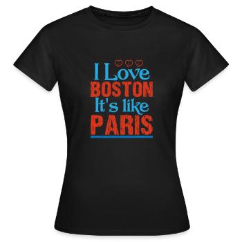 J’ADORE BOSTON C’EST COMME PARIS - T-shirt Femme - noir - Devant - AI Model Female 172 dark (172cm)