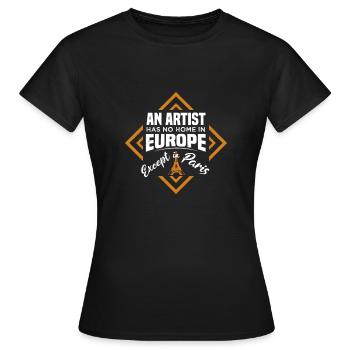 UNE EUROPE D’ARTISTES SAUF PARIS - T-shirt Femme - noir - Devant - AI Model Female 172 dark (172cm)