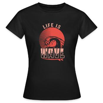LIFE IS WAVE - Women's T-Shirt - black - Front - AI Model Female 172 dark (172cm)