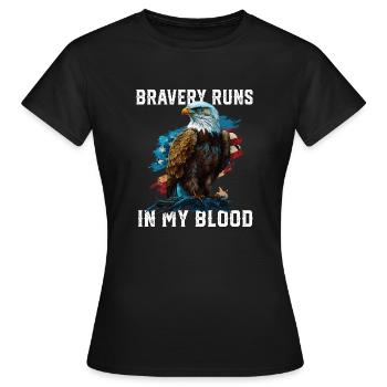 La bravoure coule dans mon sang Patriotisme Patriotique - T-shirt Femme - noir - Devant - AI Model Female 172 dark (172cm)