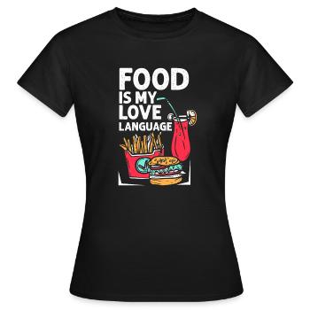 Essen ist meine Liebessprache - Frauen T-Shirt - Schwarz - Vorne - AI Model Female 172 dark (172cm)