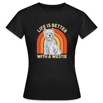 West Highland White Terrier Westie - T-shirt Femme - noir - Devant - AI Model Female 172 dark (172cm)