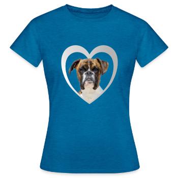 Deutscher Boxer - Hundeliebhaber - Hund im Herzen - Frauen T-Shirt - Antikblaues Saphir meliert - Vorne - AI Model Female 172 dark (172cm)