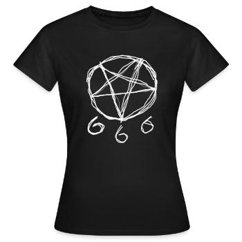 Pentagramme dessiné à la main avec 666, Satan - T-shirt Femme - noir - Devant - AI Model Female 172 dark (172cm)