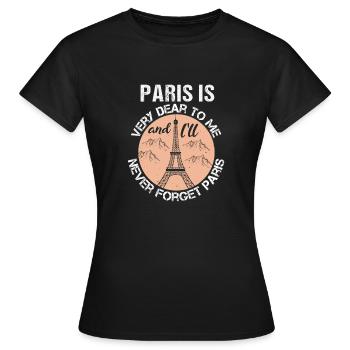 PARIS M’EST TRÈS CHER ET JE N’OUBLIERAI JAMAIS - T-shirt Femme - noir - Devant - AI Model Female 172 dark (172cm)