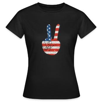 Signe patriotique de la paix et USA Stars & Stripe - T-shirt Femme - noir - Devant - AI Model Female 172 dark (172cm)