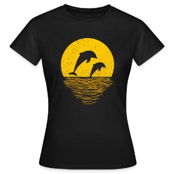 DELFINE SPIELEN - Frauen T-Shirt - Schwarz - Vorne - AI Model Female 172 dark (172cm)