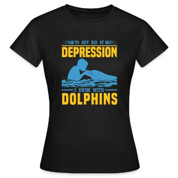 DÉPRESSION JE NAGE AVEC LES DAUPHINS - T-shirt Femme - noir - Devant - AI Model Female 172 dark (172cm)