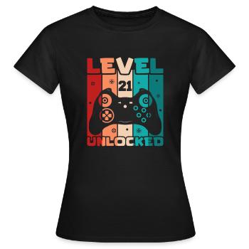 Level 21 Unlocked - Women's T-Shirt - black - Front - AI Model Female 172 dark (172cm)