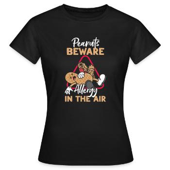 Erdnüsse Vorsicht Allergie In Der Luft - Frauen T-Shirt - Schwarz - Vorne - AI Model Female 172 dark (172cm)