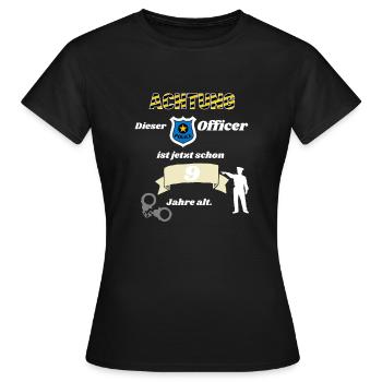 Polizei - 9. Geburtstag, für alle Polizeifans - Frauen T-Shirt - Schwarz - Vorne - AI Model Female 172 dark (172cm)