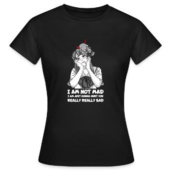 Yandere Oni Masque Japon Kitsune Maske - T-shirt Femme - noir - Devant - AI Model Female 172 dark (172cm)