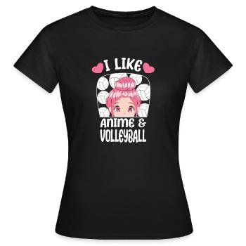 I Like Anime & Volleyball Girls Gift Idea - Frauen T-Shirt - Schwarz - Vorne - AI Model Female 172 dark (172cm)