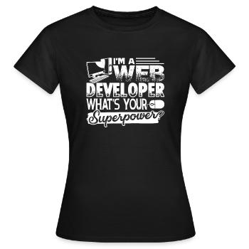 Web Developer Web Developer Superpower - Women's T-Shirt - black - Front - AI Model Female 172 dark (172cm)