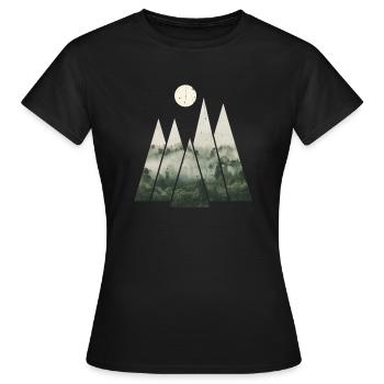 Geometrische Dreiecke - Wald im Nebel - Frauen T-Shirt - Schwarz - Vorne - AI Model Female 172 dark (172cm)