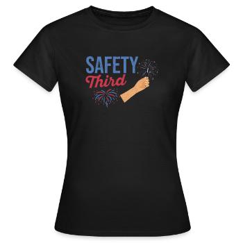 Drôle 4 juillet Patriotic Fireworks Safety Troisième - T-shirt Femme - noir - Devant - AI Model Female 172 dark (172cm)
