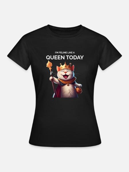 Chat Maman Dessin animé Chat Reine de la Couronne - T-shirt Femme - noir