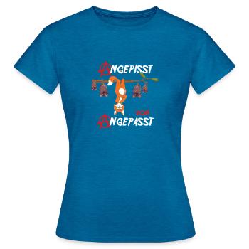Angepisst von Angepasst Be Different Fuchs - Frauen T-Shirt - Antikblaues Saphir meliert - Vorne - AI Model Female 172 dark (172cm)