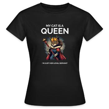 My Cat Is A Queen Cartoon Queen Cat - Women's T-Shirt - black - Front - AI Model Female 172 dark (172cm)
