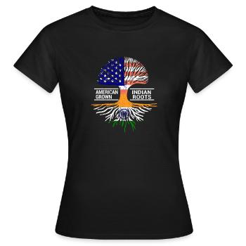 Drapeau américain Inde indienne racines Pendjab - T-shirt Femme - noir - Devant - AI Model Female 172 dark (172cm)