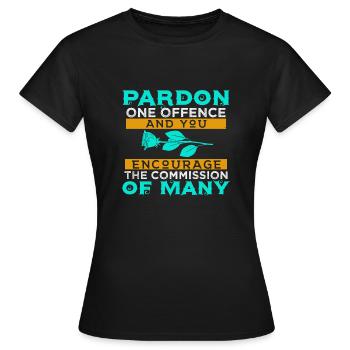 VERZEIHEN SIE EIN VERGEHEN, DAS SIE DER KOMMISSION NAHELEGEN. - Frauen T-Shirt - Schwarz - Vorne - AI Model Female 172 dark (172cm)