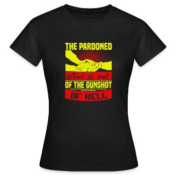 DIE BEGNADIGTE SEELE IST AUS DER HÖLLE - Frauen T-Shirt - Schwarz - Vorne - AI Model Female 172 dark (172cm)
