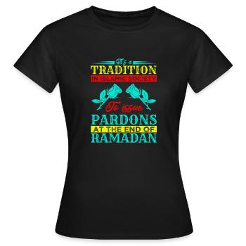 TRADITION, BEGNADIGUNG AUSZUSPRECHEN - Frauen T-Shirt - Schwarz - Vorne - AI Model Female 172 dark (172cm)