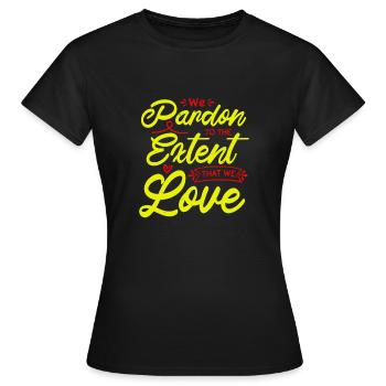 NOUS PARDONNONS L’ÉTENDUE DE L’AMOUR - T-shirt Femme - noir - Devant - AI Model Female 172 dark (172cm)