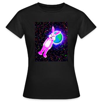 Osterhase mit rosa Fell im Weltall - Frauen T-Shirt - Schwarz - Vorne - AI Model Female 172 dark (172cm)