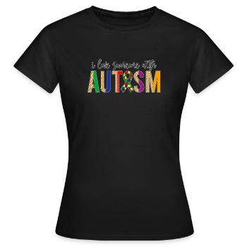 Sensibilisation à l’autisme - J’aime quelqu’un avec autisme - T-shirt Femme - noir - Devant - AI Model Female 172 dark (172cm)