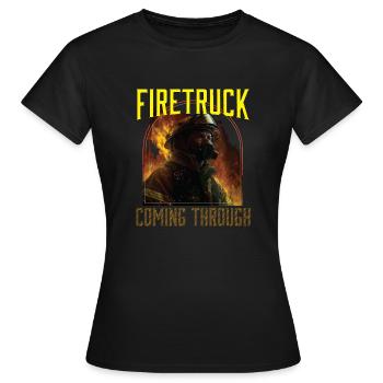 Firetruck Coming Through Fireman Firefighting - Women's T-Shirt - black - Front - AI Model Female 172 dark (172cm)