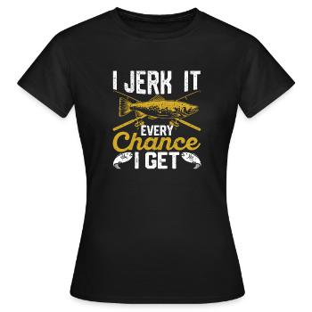 Je le branle chaque fois que j’en ai l’occasion Je me drôle Pêche Voler - T-shirt Femme - noir - Devant - AI Model Female 172 dark (172cm)