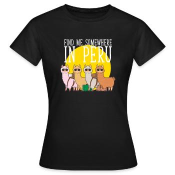 Alpaca Lover Peru Traveler Lima - Frauen T-Shirt - Schwarz - Vorne - AI Model Female 172 dark (172cm)