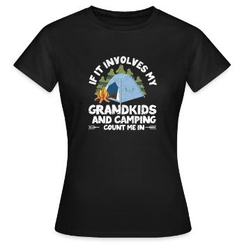 Wenn es um meine Enkelkinder und Camping geht - Frauen T-Shirt - Schwarz - Vorne - AI Model Female 172 dark (172cm)