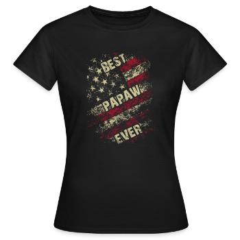 Grand-père drapeau américain Meilleur papaw jamais fête des pères - T-shirt Femme - noir - Devant - AI Model Female 172 dark (172cm)