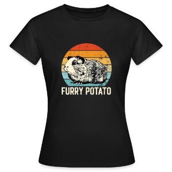 Meerschweinchen Idee, Pelzige Kartoffel - Frauen T-Shirt - Schwarz - Vorne - AI Model Female 172 dark (172cm)