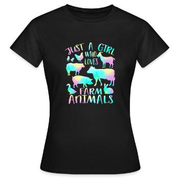 Nur ein Mädchen, das Nutztiere liebt - Frauen T-Shirt - Schwarz - Vorne - AI Model Female 172 dark (172cm)